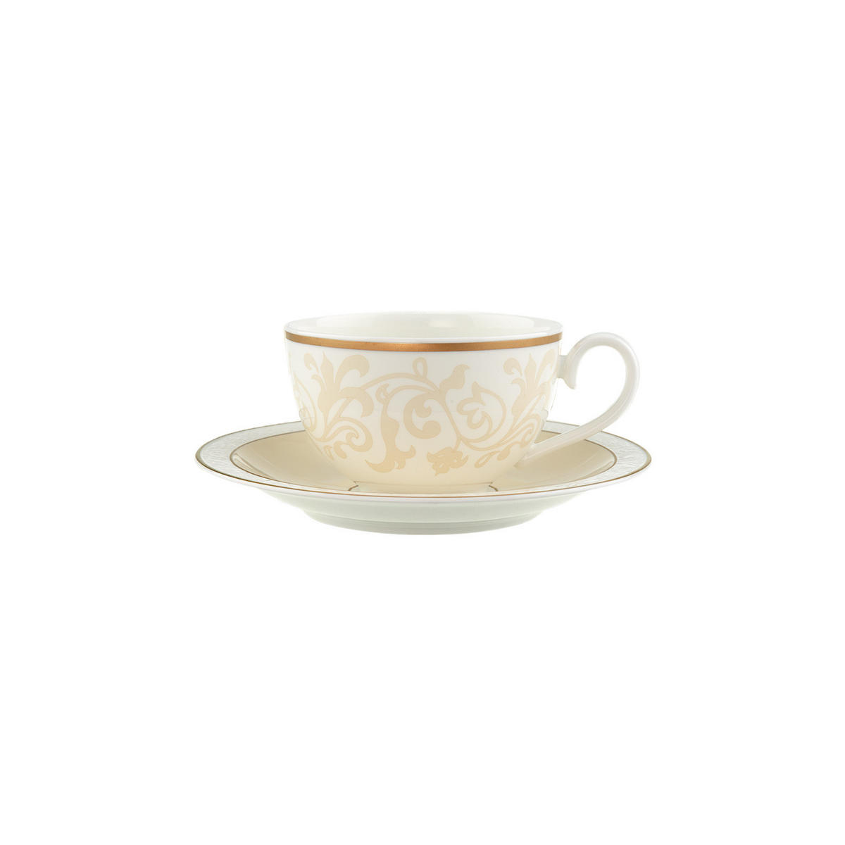 KAFFEE-/TEETASSE MIT UNTERTASSE Ivoire weiß-gold 120 ml - Goldfarben/Weiß, Keramik (16/8.2/16cm) - Villeroy & Boch