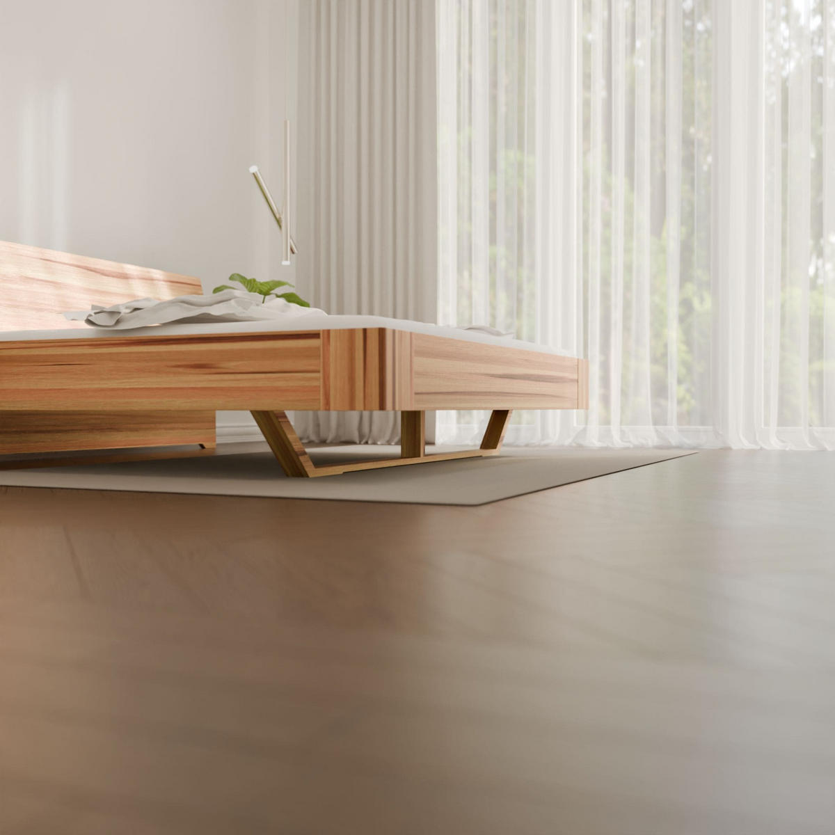 SCHWEBEBETT 200/220 cm aus Kernbuche - Braun, Holz (200/220cm) - MeinMassivholz