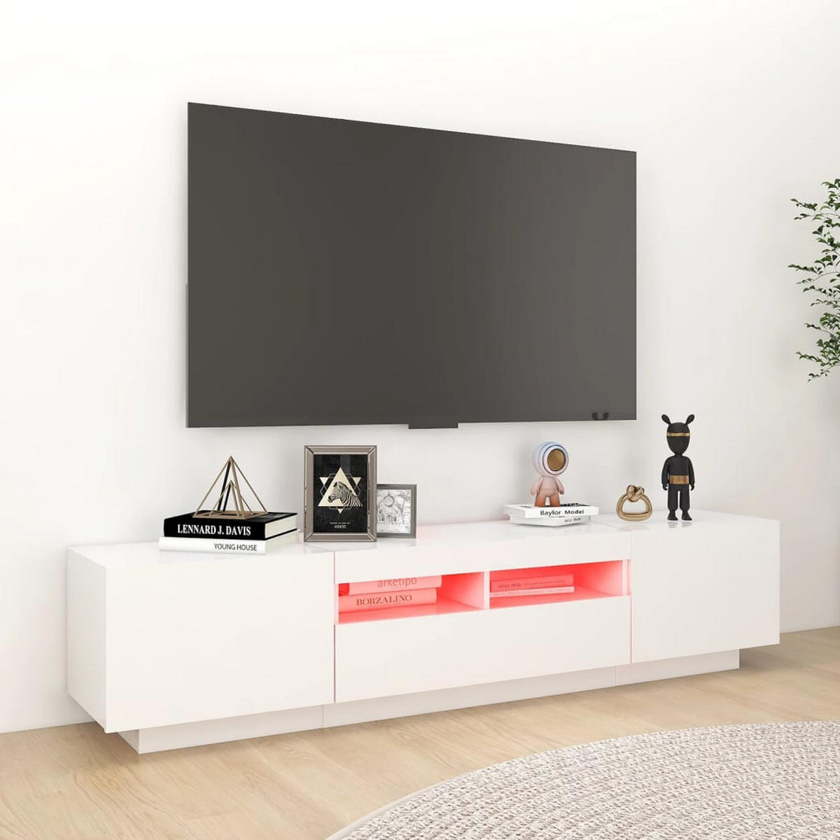 TV-SCHRANK Mit Led-Leuchten Weiss 180/35/40 Cm - Weiß, Holzwerkstoff (35/40/180cm) - vidaXL