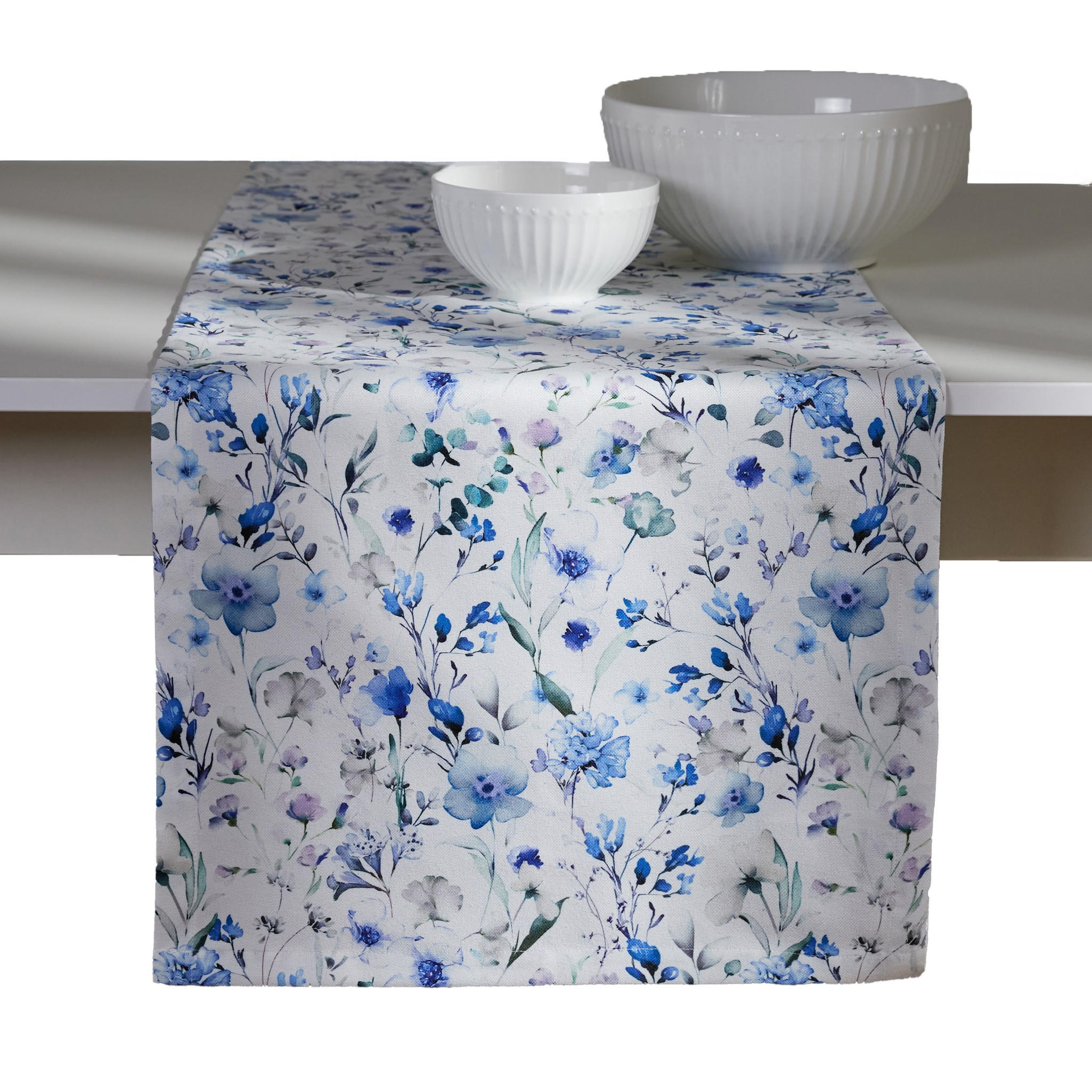 TISCHLÄUFER Louisano - Blau, Textil (180/40/1cm) - home&you