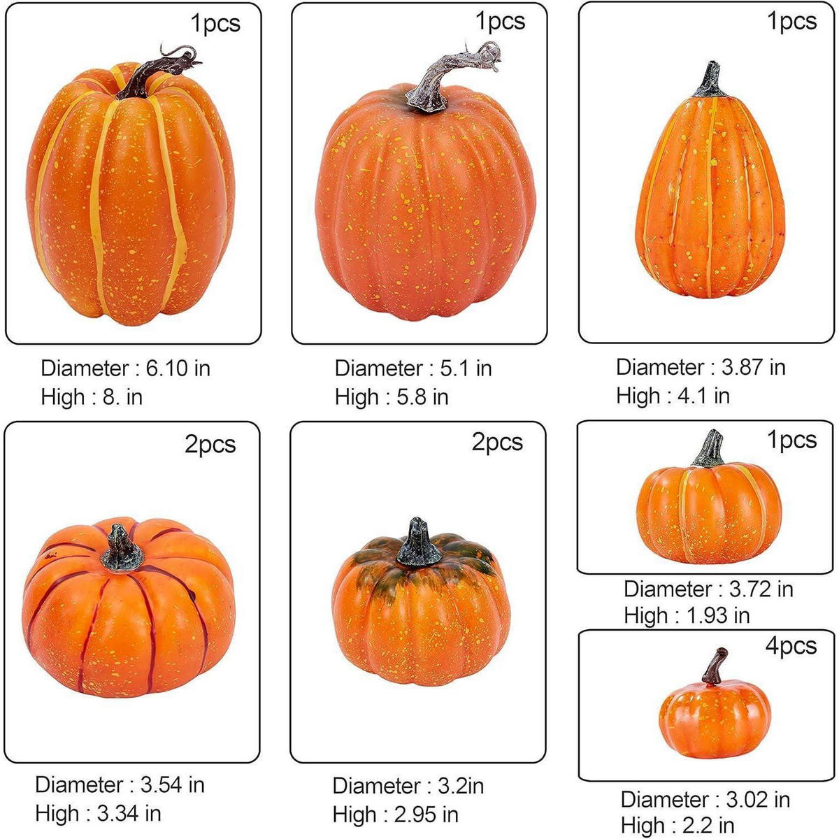 KÜRBIS Deko-Set 12-teilig Orange - Orange, Kunststoff (9cm)