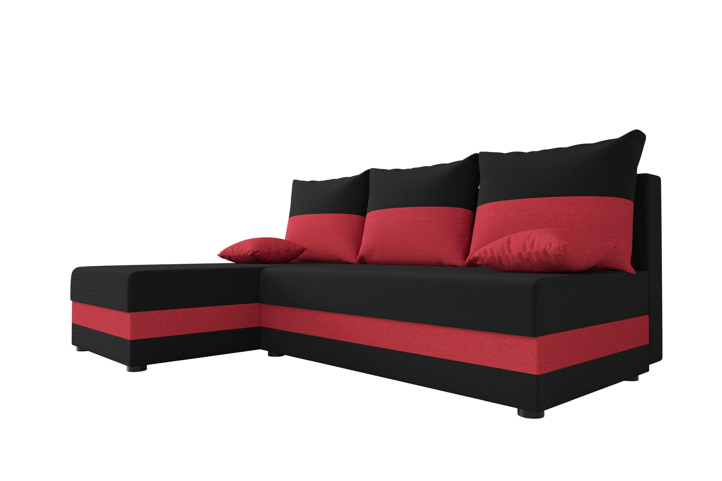 ECKSOFA HEWLET L Sawana 14+13 Links mit Schlaffunktion - Rot, Textil (200/140cm) - Bedante
