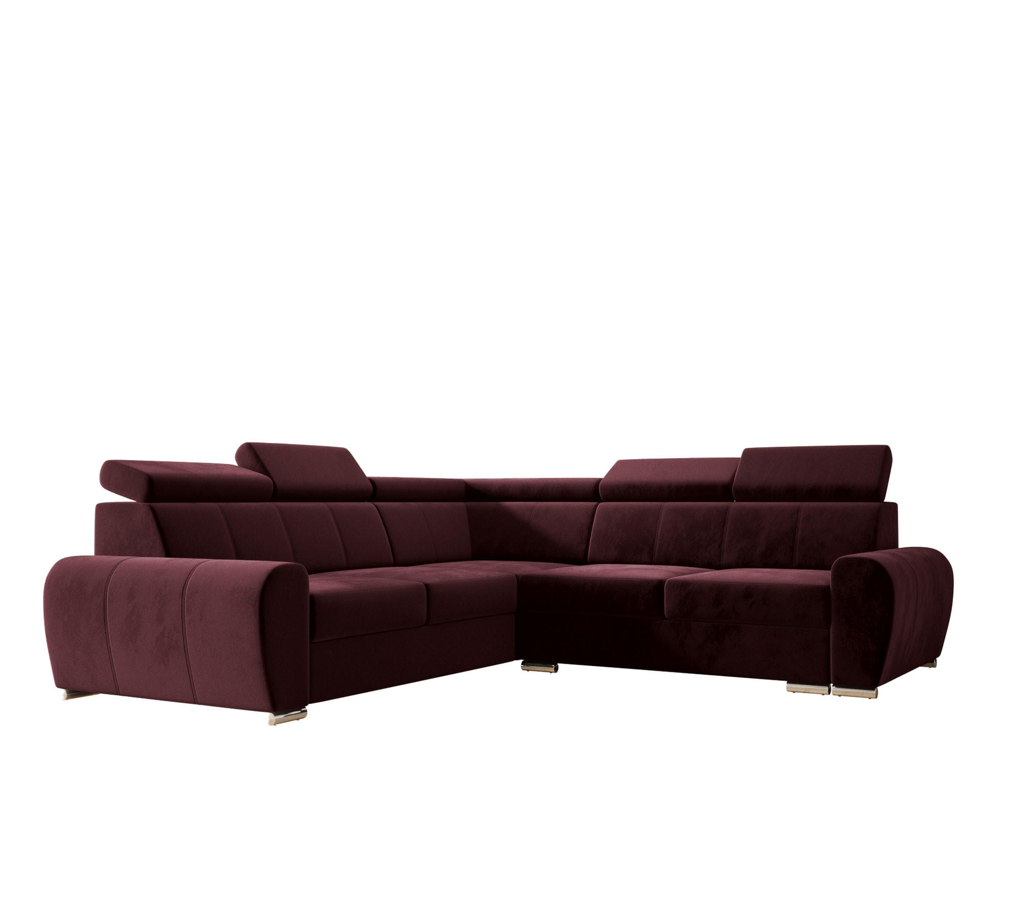 ECKSOFA APOLLO KN09, Eckcouch in L-Form mit Schlaffunktion, Farbe: Rot, Velourstoff, Ottomane Links - Braun, Textil (255/255cm) - O-Sofa