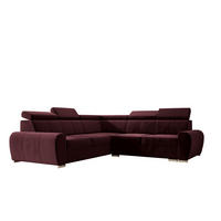ECKSOFA APOLLO KN09, Eckcouch in L-Form mit Schlaffunktion, Farbe: Rot, Velourstoff, Ottomane Links - Braun, Textil (255/255cm) - O-Sofa