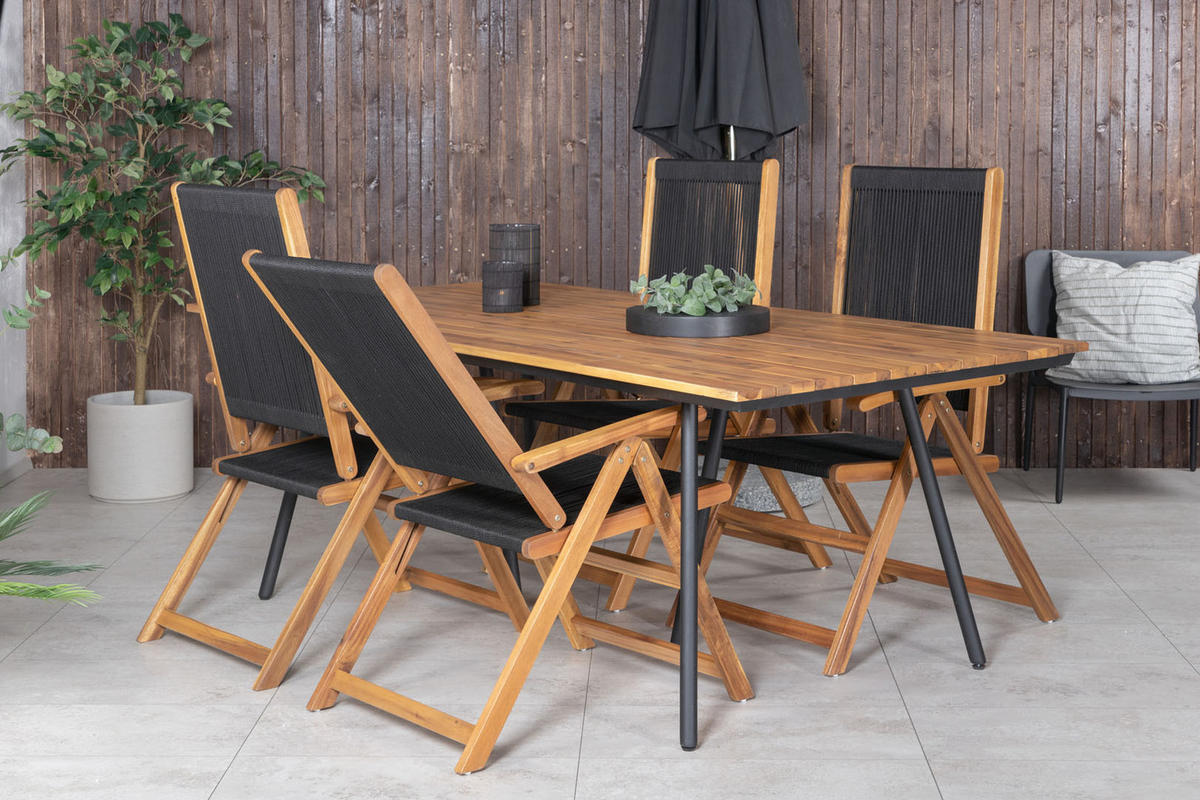 GARTENTISCHGRUPPE Schwarz - Schwarz, Holzwerkstoff - ebuy24