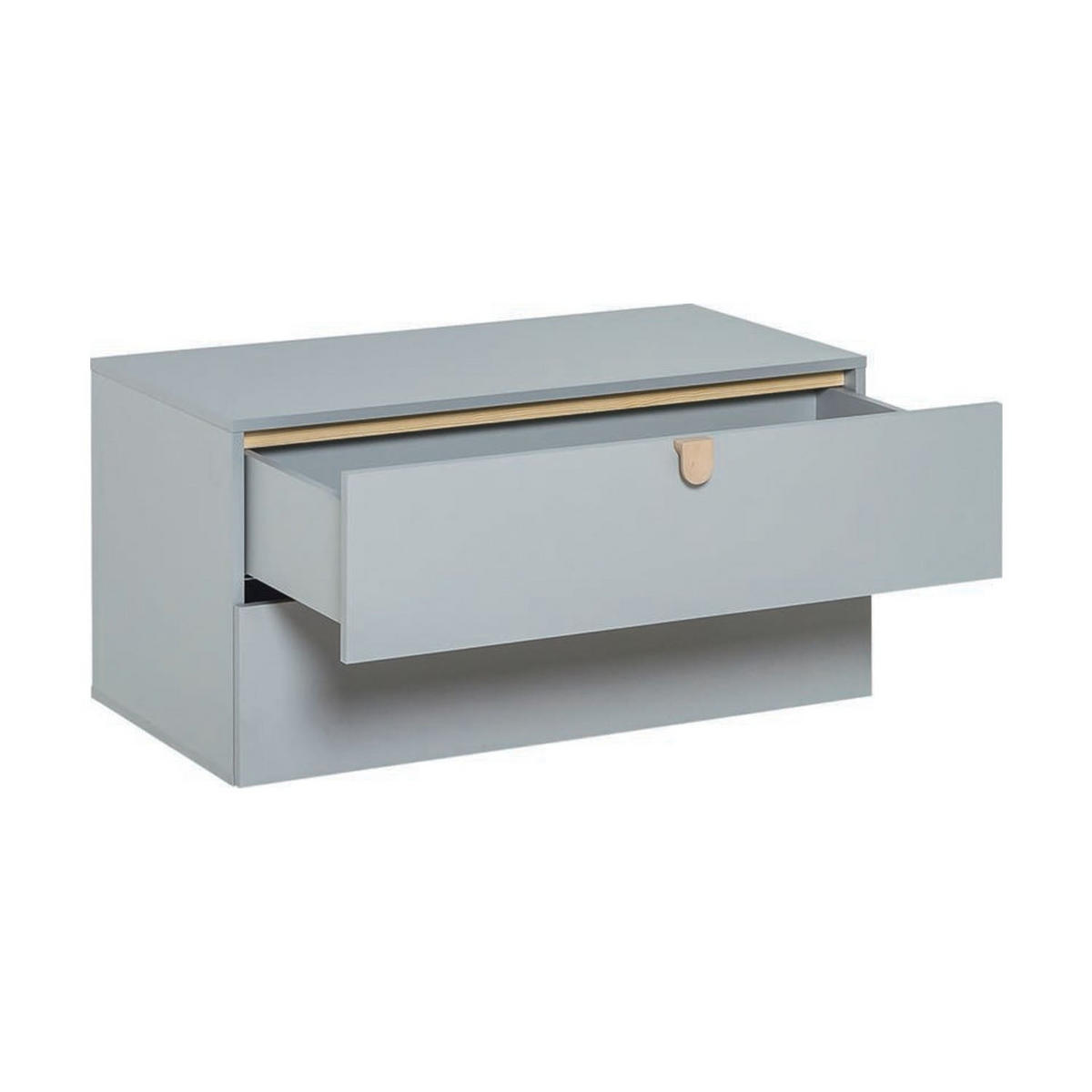 GRAUE Kommode mit 2 Schubladen und Holzgriffen - Stige - Grau, Holzwerkstoff (49/47/94cm) - Calicosy