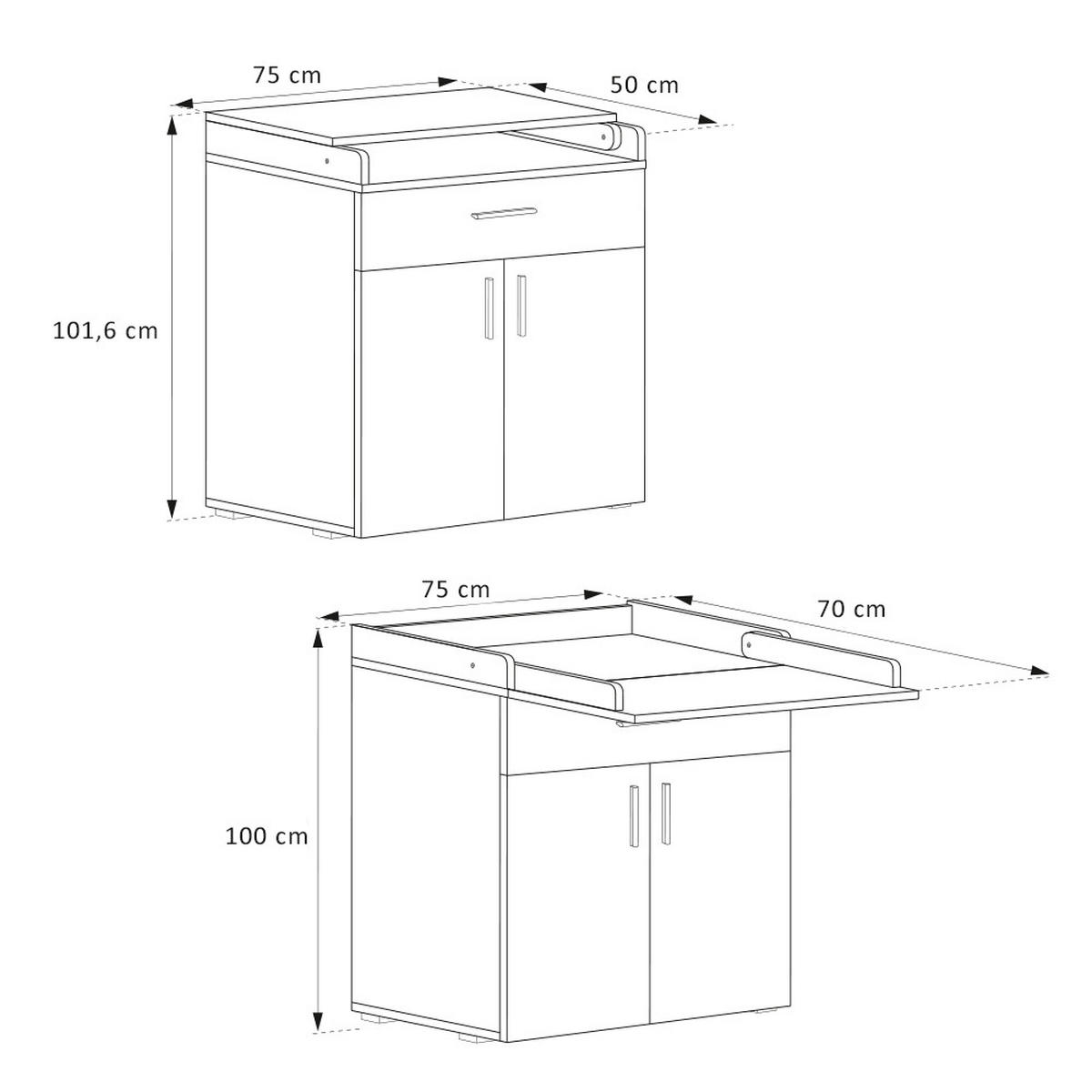 PREBAĽOVACÍ PULT Lena biely - biela, kompozitné drevo (75/100/50cm) - Vicco