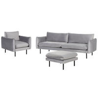 SADA POHOVEK 5-místná Sametová látka Šedá s otomanem Vinterbro - černá/tmavě šedá, textil (220/85/85cm) - Beliani