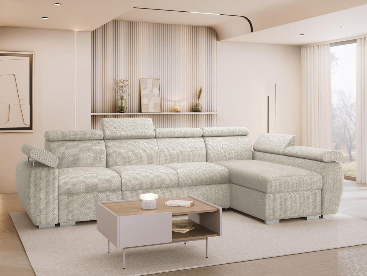 ECKSOFA Boston LCP, Seite: Rechts 1P(65)+2R+LCP - Silberfarben/Mokka, Holz/Textil (320/170cm) - MIRJAN24