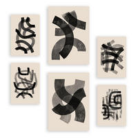 POSTER Set Mit 6 Gekrümmte Frames 1 In Form Abstracts Ästhetische Dekorative Gemälde Für Ihr Wohnzimmer, Schlafzimmer, Zuhause A3 & A4 Rahmenlos - Klar, Papier (29/3cm) - Nacnic