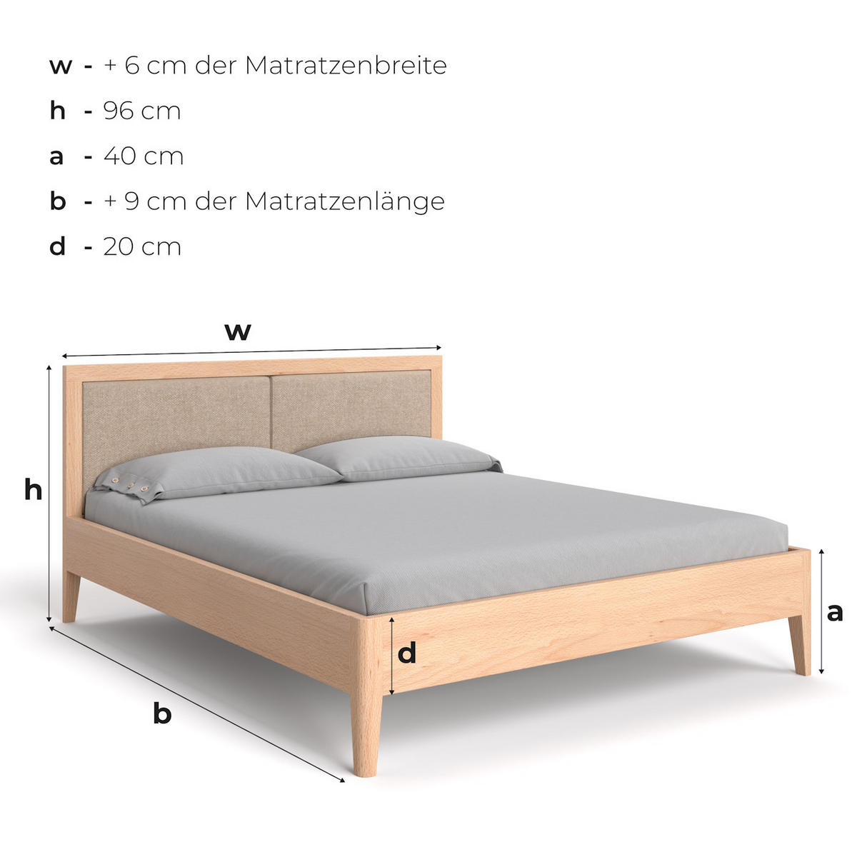 MASSIVHOLZBETT Silva aus Buche 200x220 cm, Storm 77 - Blau/Buchefarben, Holz (200/220cm) - Danzz