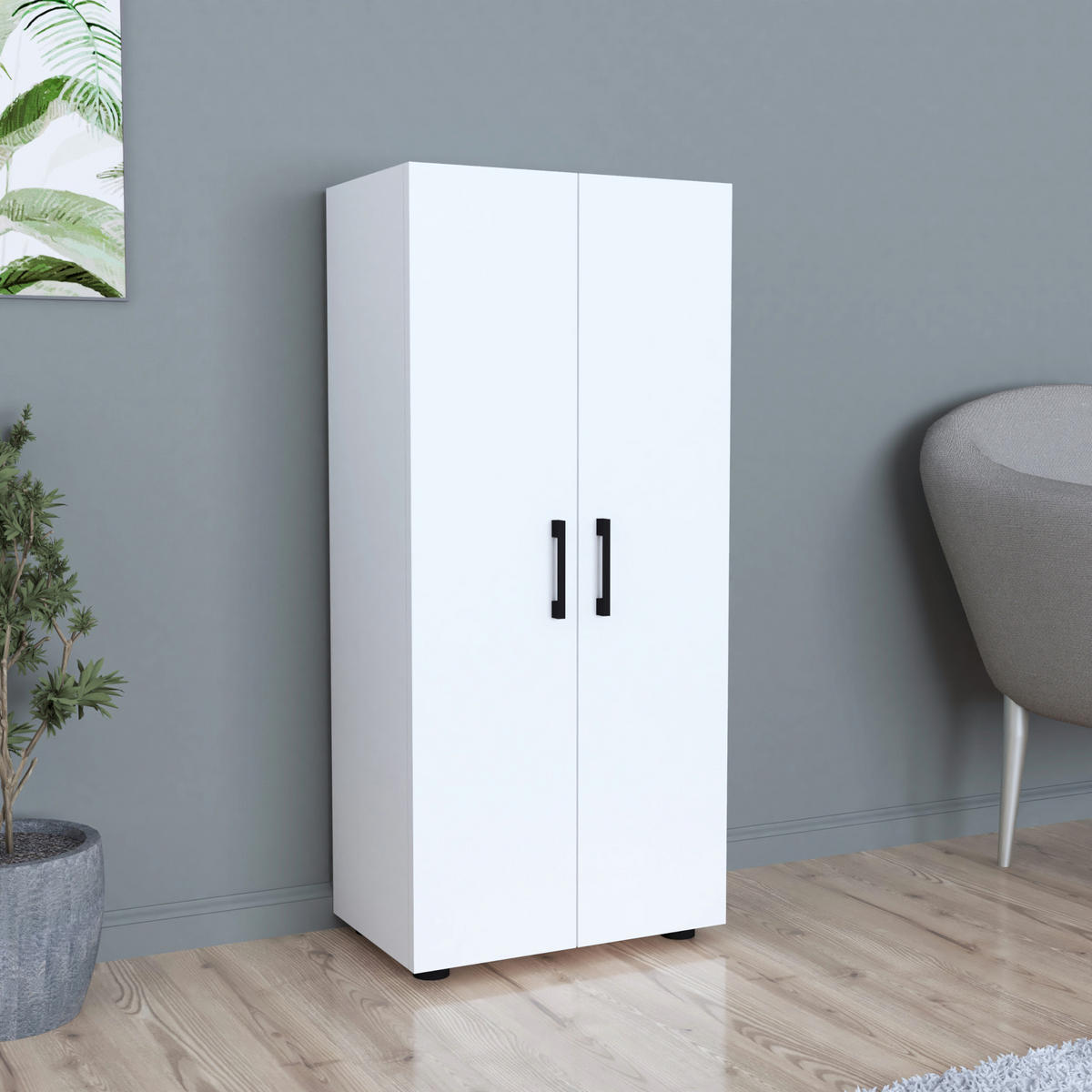 MEHRZWECKSCHRANK Åsnes - Weiß, Holzwerkstoff (49/108/32cm) - [en.casa]
