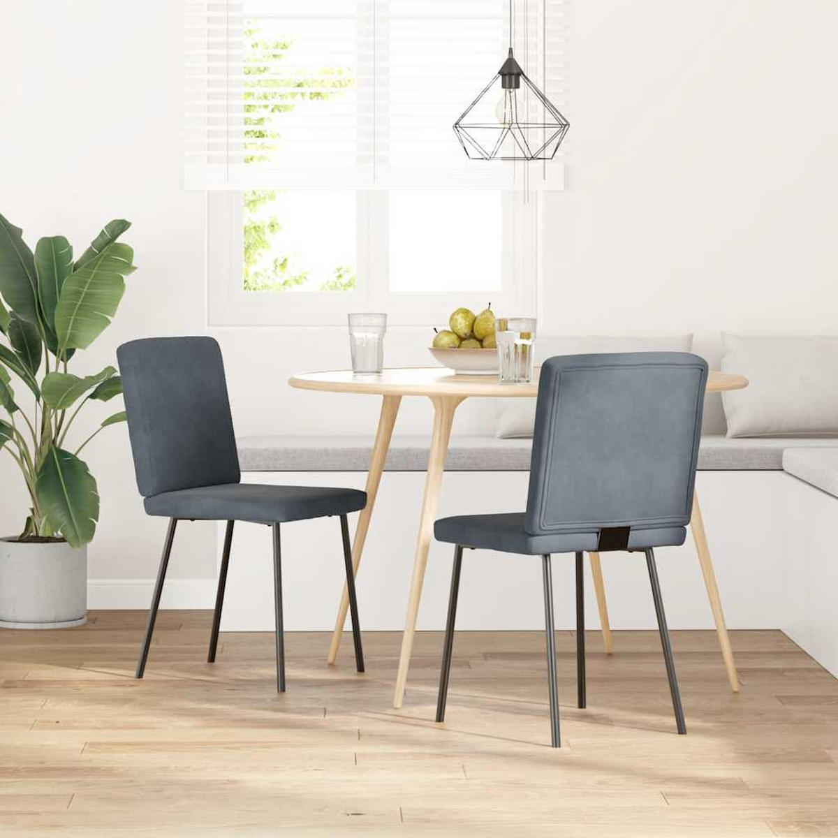 ESSZIMMERSTÜHLE 2 Stk. Dunkelgrau Samt 45*54*83cm - Dunkelgrau, Metall (45/83/54cm) - ZMH