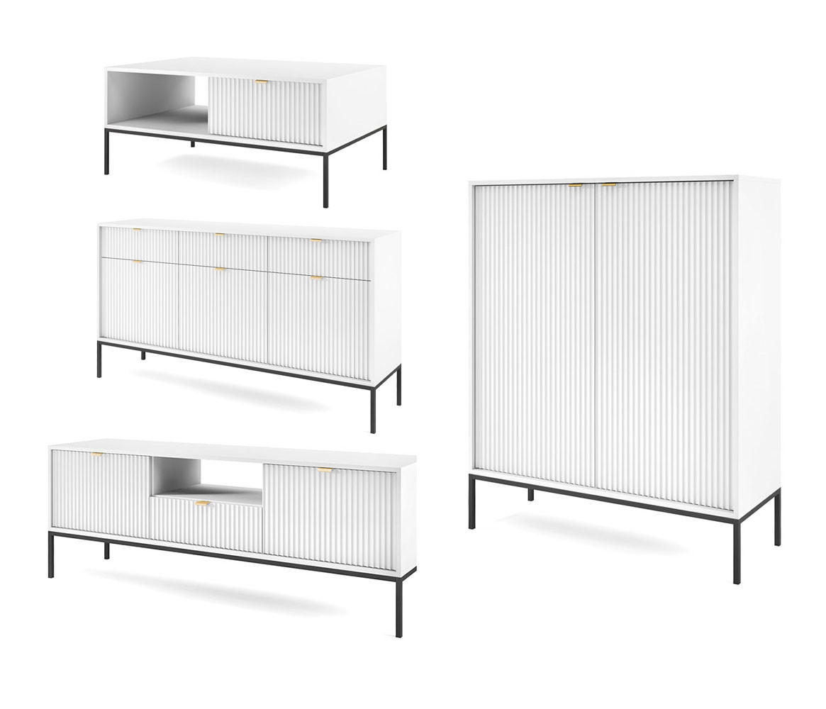 Feldmann-Wohnen Wohnzimmer-Set Weiß 412x125x68 cm