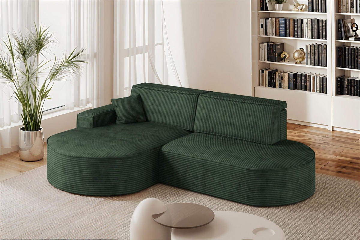 ECKSOFA Venedig Mit Schlaffunktion - Grün, Holzwerkstoff/Textil (278/179cm) - Fun Möbel