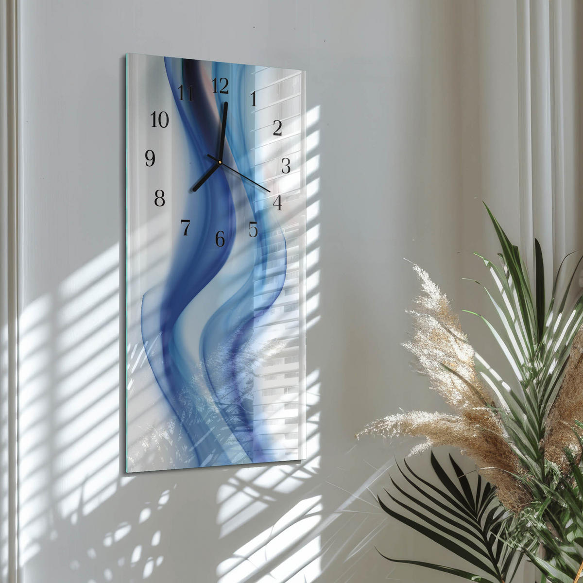 WANDUHR 60x30 cm - Horizont - Blau, Glas (30/60/0.4cm) - TULUP
