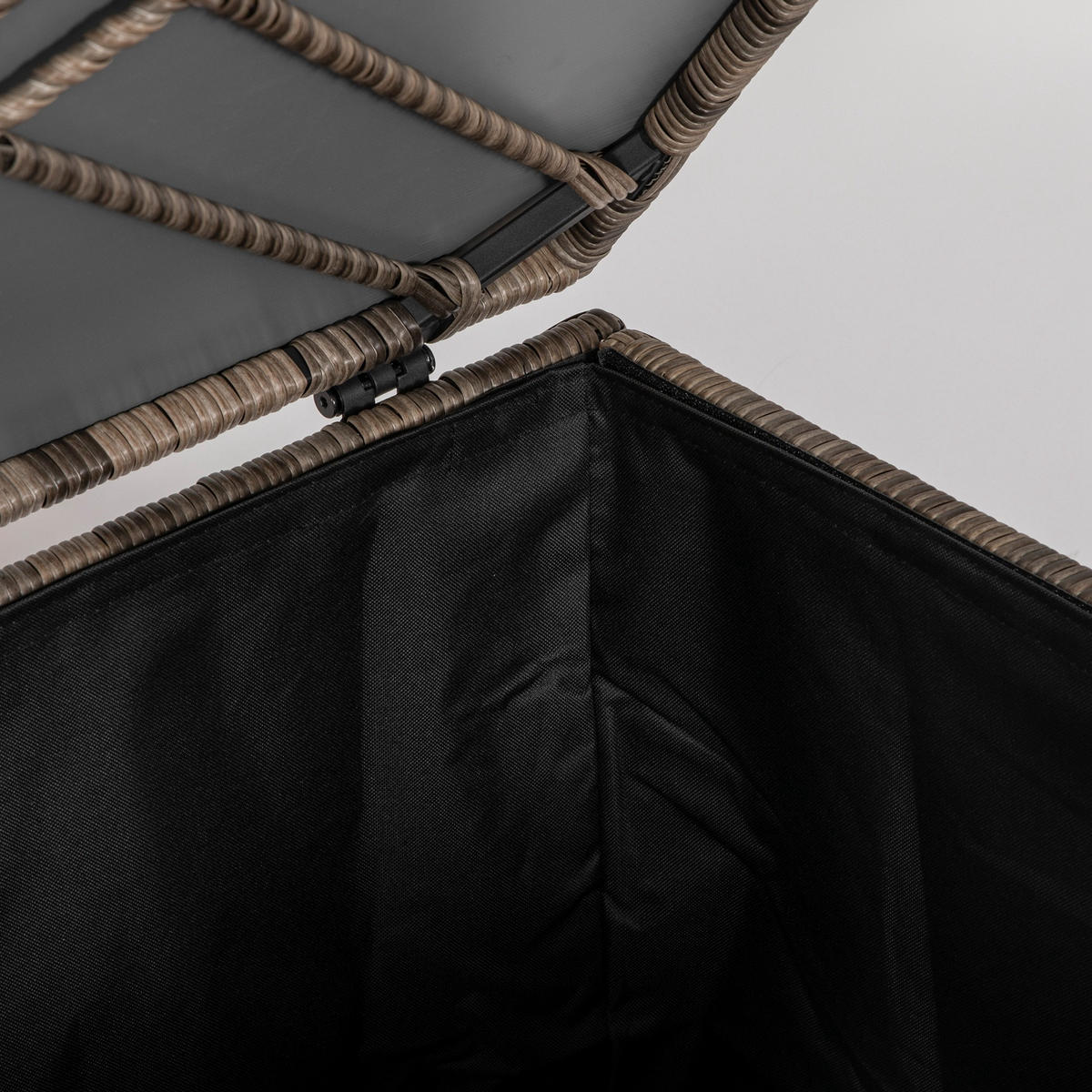 KISSENBOX DE-13596 mit Gasdruckfeder, PE-Rattan Natur - Sandfarben, Kunststoff/Metall (75/70/75cm) - ComfortXL