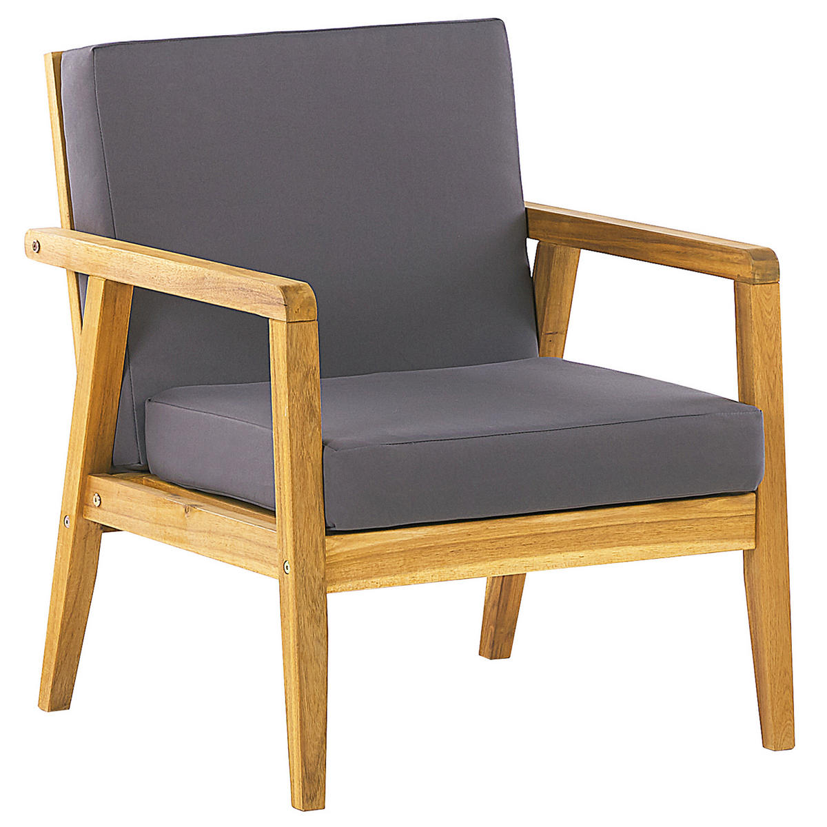 LOUNGE SET 4-Sitzer Hellbraun Auflagen dunkelgrau Pallano - Hellbraun/Dunkelbraun, Holz - Beliani
