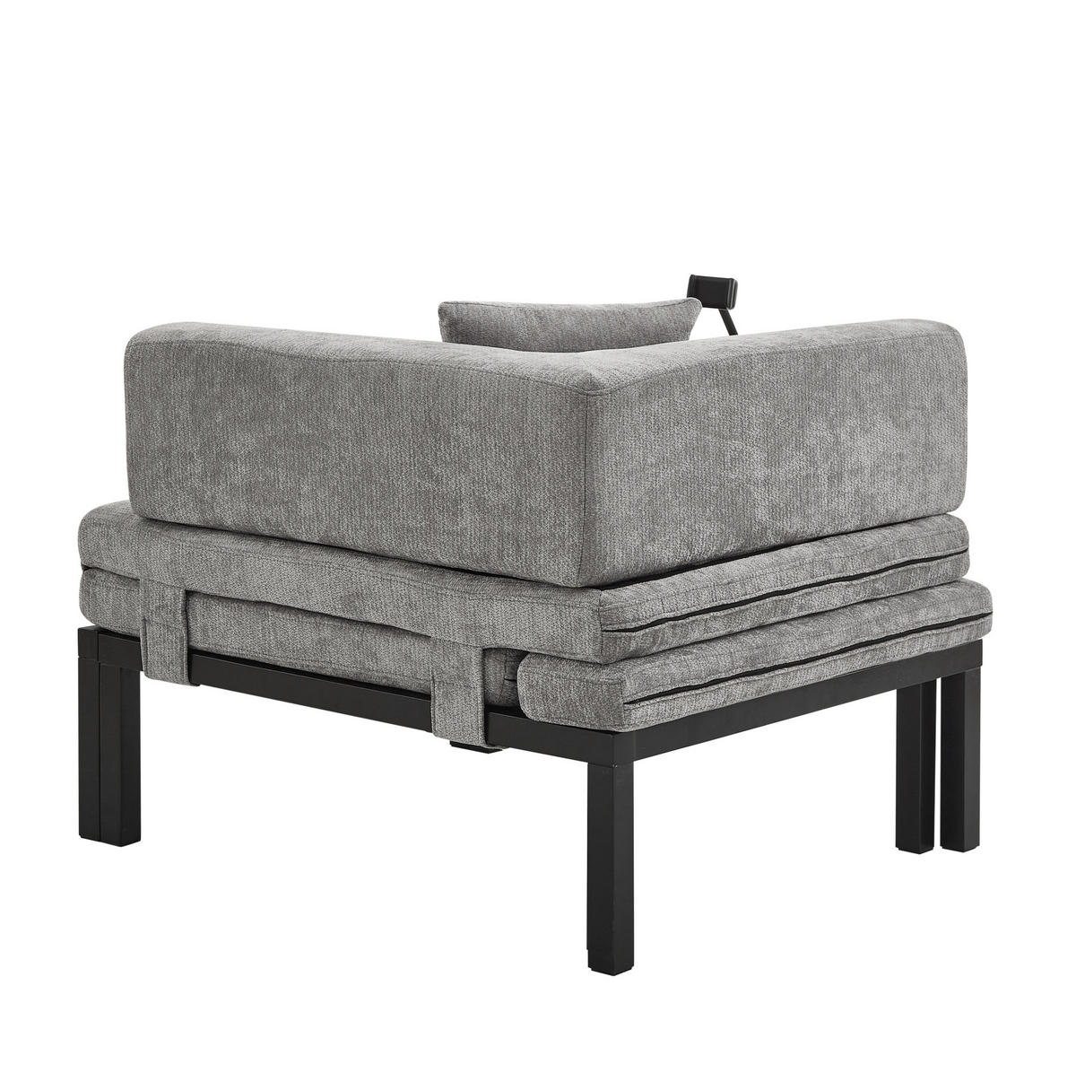 SCHLAFSOFA klappbar mit Ausziehbett Samt Hellgrau - Hellgrau, Holz (81/64/176cm) - Meubliv
