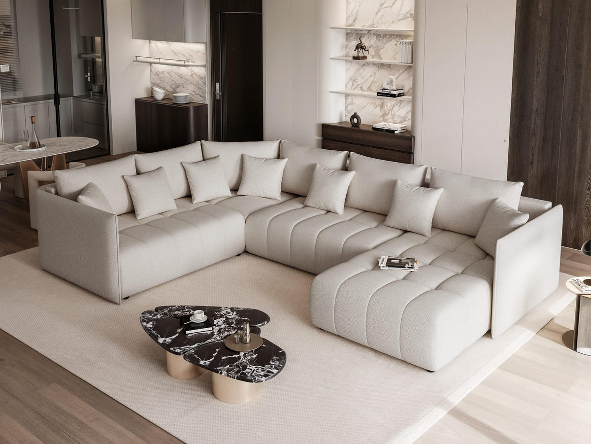 WOHNLANDSCHAFT LORISSE mit Schlaffunktion und Bettkasten Grau - Grau, Holzwerkstoff/Kunststoff (300/85/90cm) - Idohome