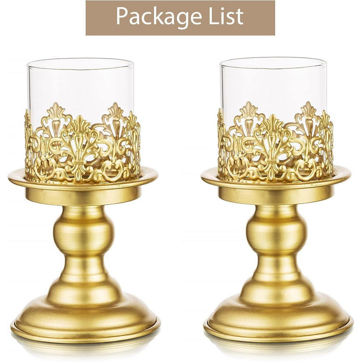 KERZENSTÄNDER 2-teiliges Set Gold Metall mit Glas - Goldfarben, Metall (11.5/20.5/11.5cm)