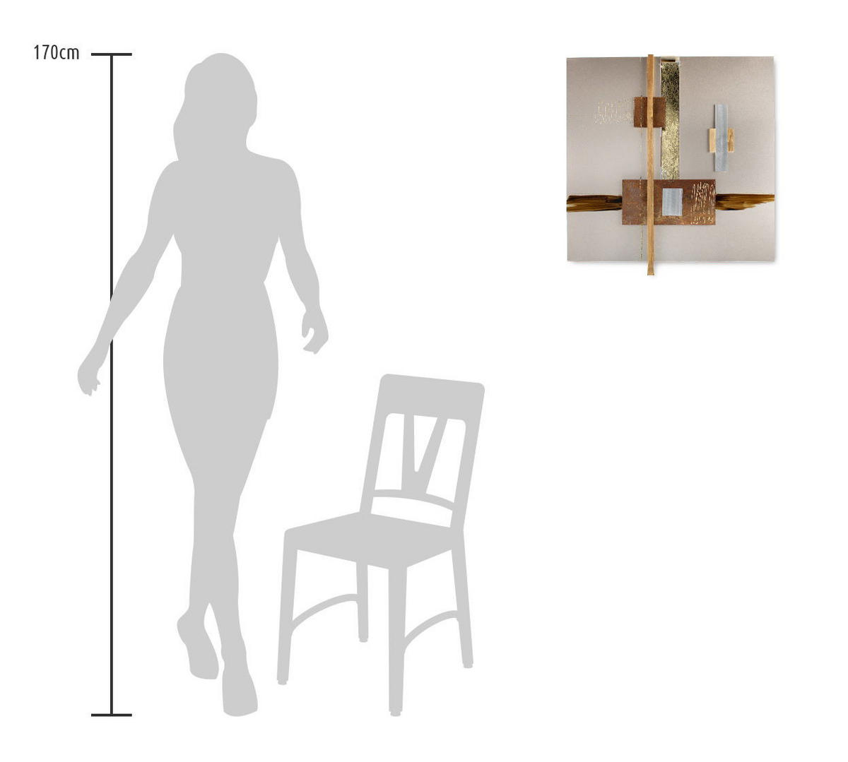 WANDDEKO Braun 83/83 cm - Goldfarben/Braun, Metall (83/83/6cm) - KUNSTLOFT