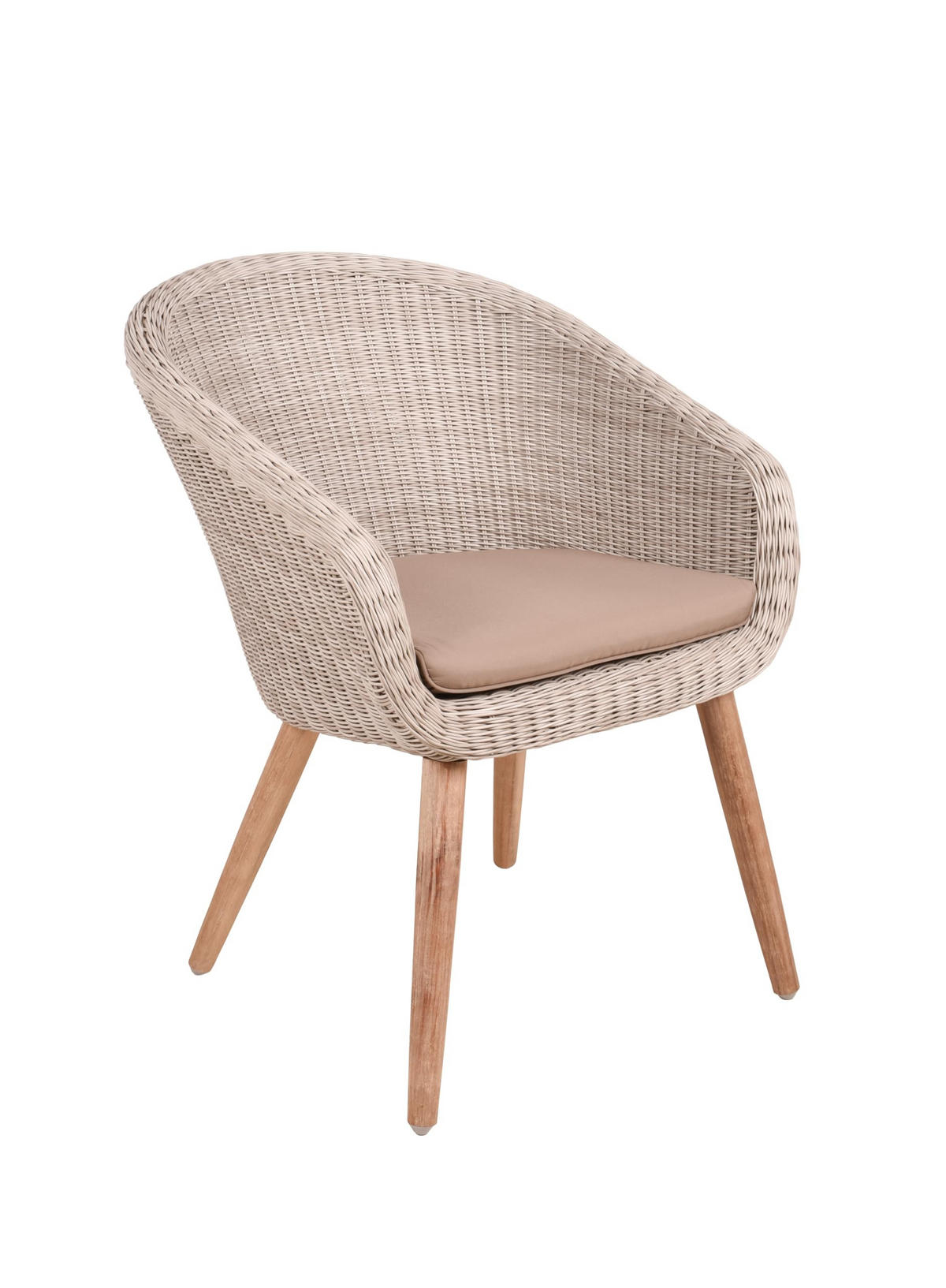 GARTENSTUHL 4er Set Porto mit Sitzauflage Gartenstühle - Braun, Holz (62/82/66cm) - DELUKE