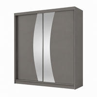 KLEIDERSCHRANK Nox 200 cm Graphit Spiegel 2 Schubladen Griffe silber - Graphitfarben, Holzwerkstoff (200/216/61cm) - KS Home Concept