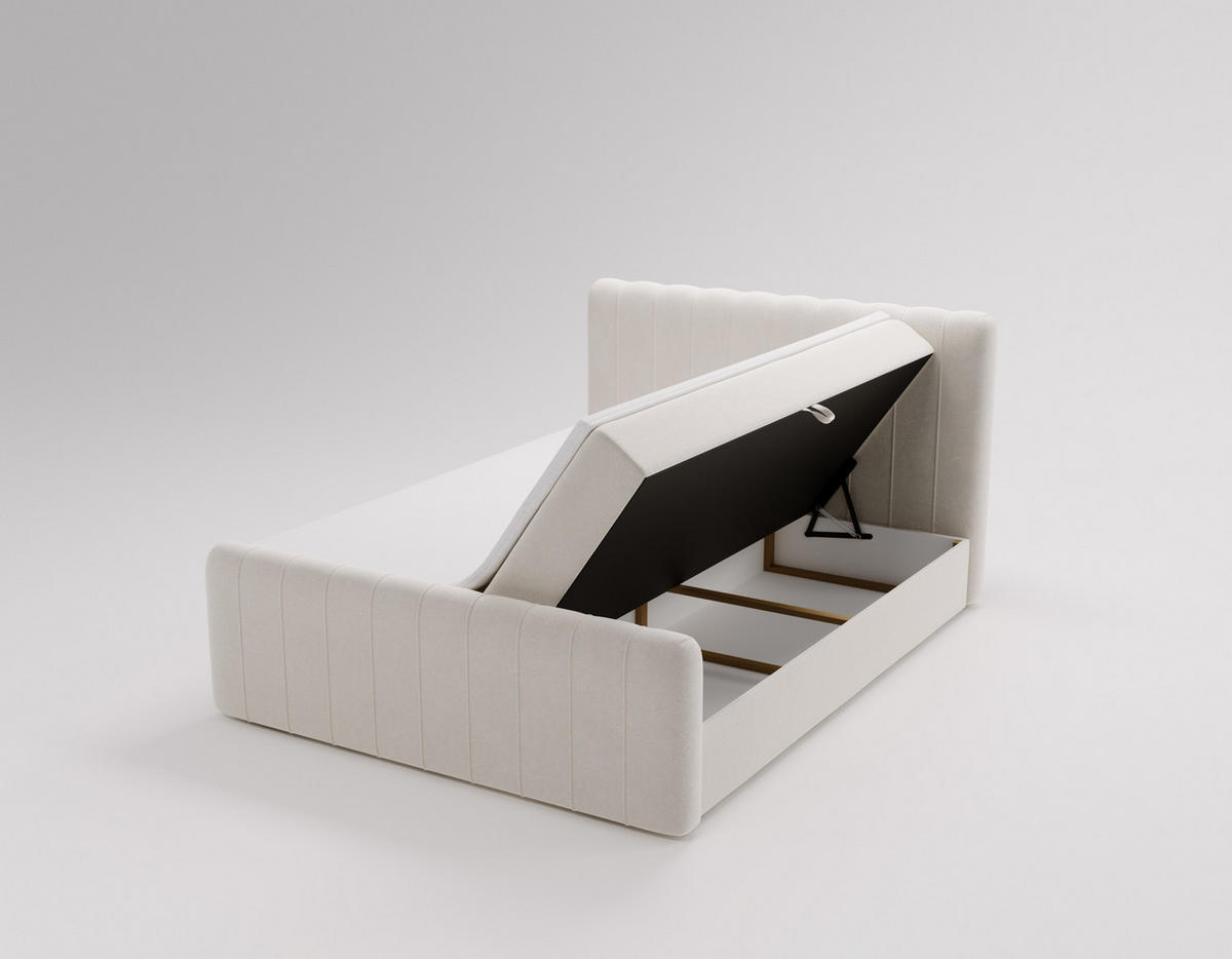 BOXBETT OSLO mit Bettkasten Stoff Komodo Beige 160x200 cm - Beige, Holz (160/200cm) - Kaiser Möbel