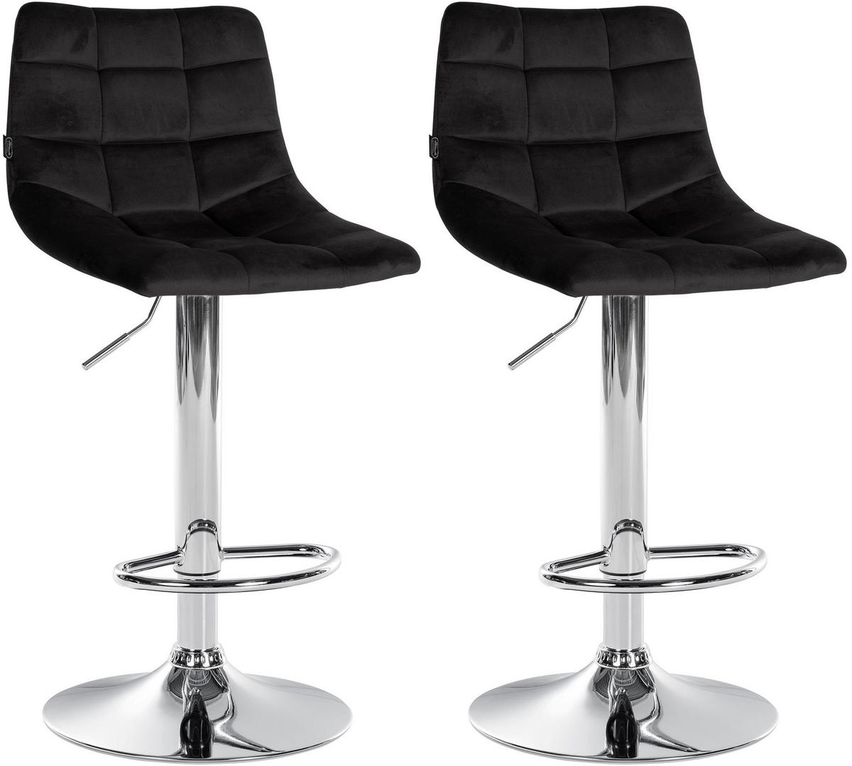 BARHOCKER 2er Set Samt schwarz - Chromfarben/Schwarz, Textil/Metall (43/87/46.5cm) - CLP