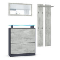 GARDEROBE Loret Front in Beton Oxid Optik - Hellgrau, Holzwerkstoff (180/200/23cm) - Vladon