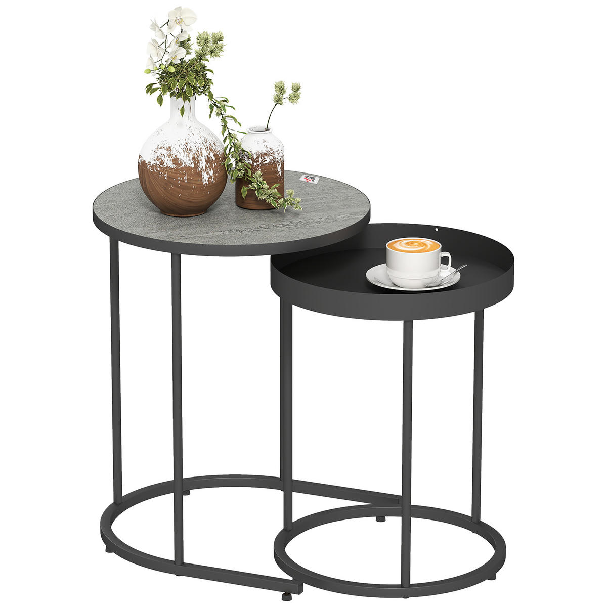 BEISTELLTISCH Grau 2 Stück - Grau, Naturmaterialien (42/42/54cm) - GiPP