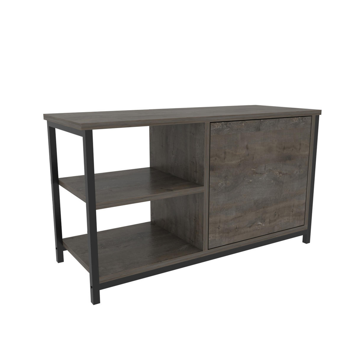 TV Unit Muskegon Weiß - Dunkelbraun, Holzwerkstoff (90/51/36cm) - Decorotika