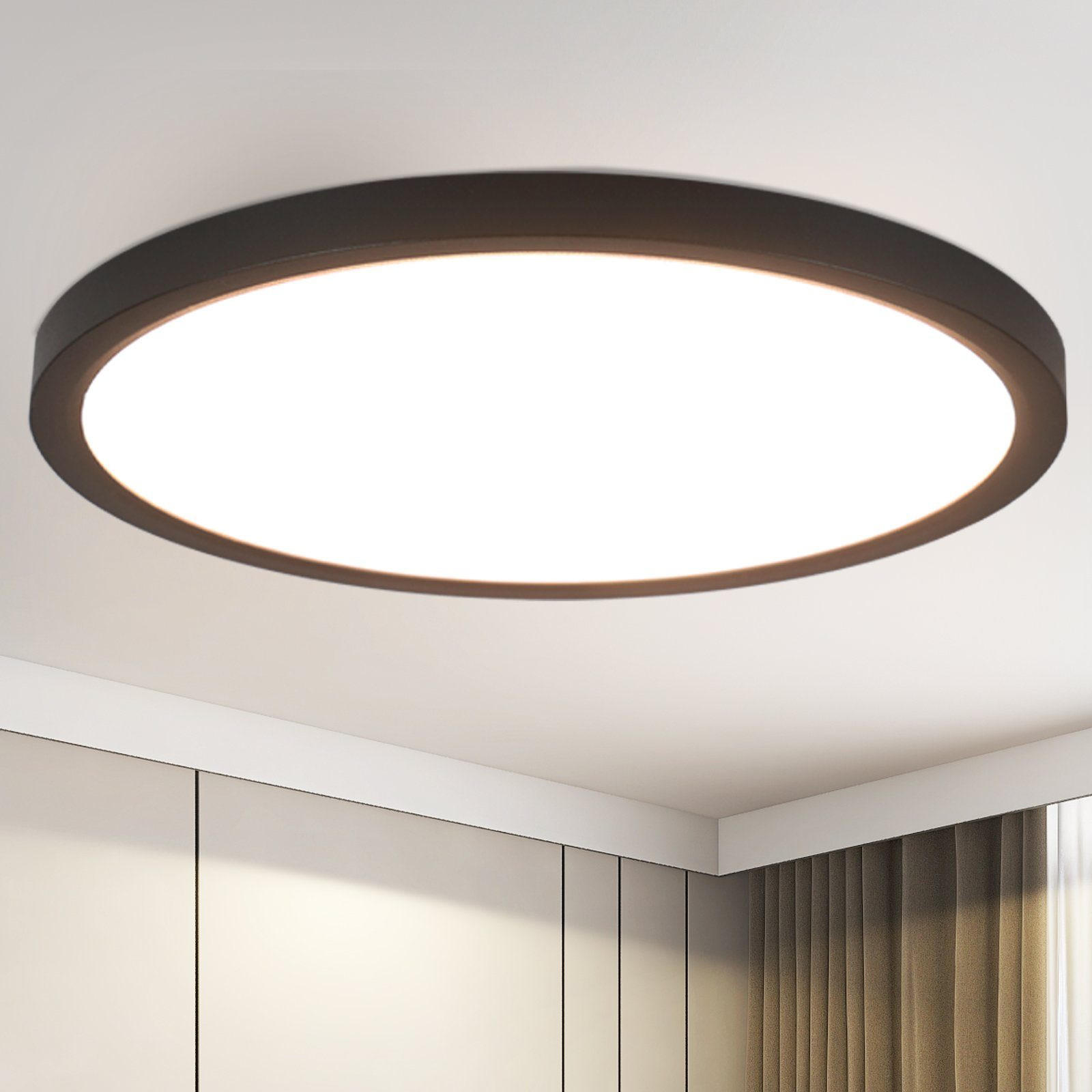 LED-DECKENLEUCHTE Julia 30/30/3 cm - Schwarz, Kunststoff (30/30/3cm) - Nettlife