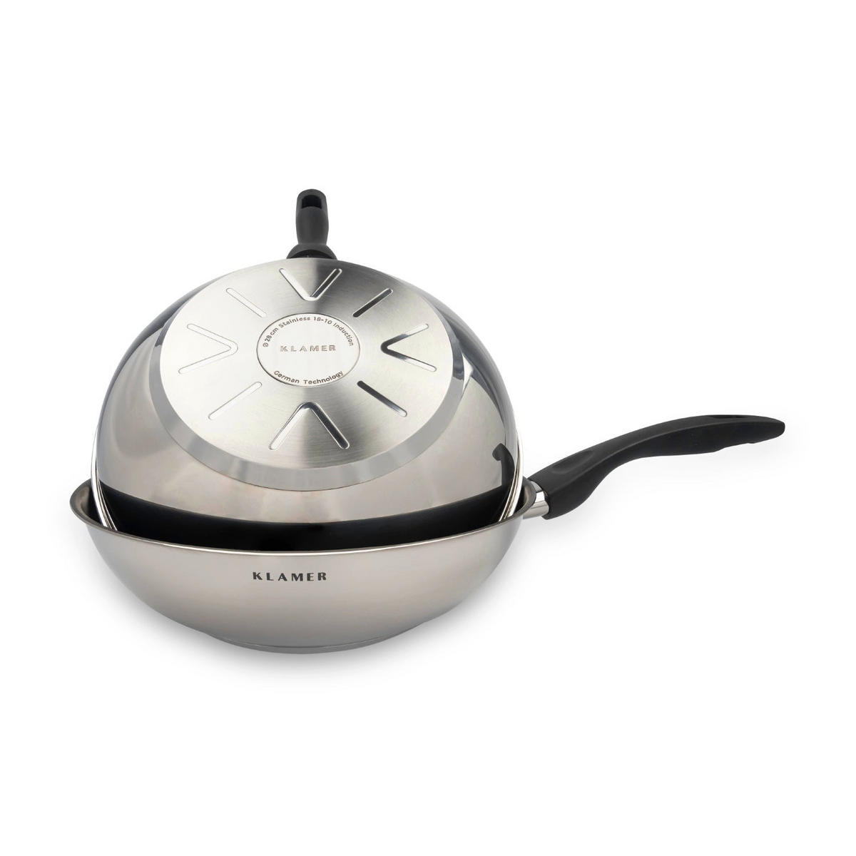 WOK 28 cm Edelstahl - Edelstahlfarben, Metall (48/29/7.6cm) - KLAMER