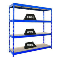 SCHWERLASTREGAL Rhino 200x200x60 cm 4 Spanplatten-Ebenen 16mm Fachlast 500 kg Blau - Blau, Metall (200/200/60cm) - PROREGAL