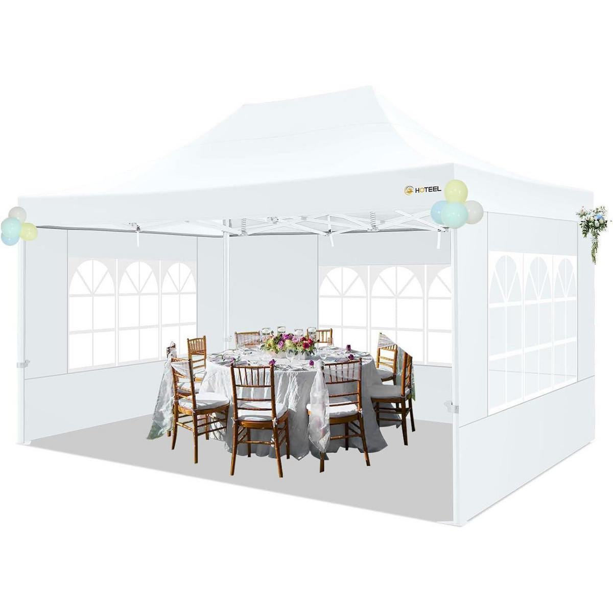 FALTPAVILLON 3x4,5m Grau mit 4 Seitenteilen Textil - Weiß, Textil (300/342/450cm)