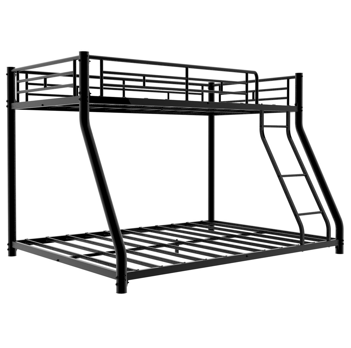 ETAGENBETT Kinderbette 196,6/146,6/139 cm aus Eisen mit geräuscharmer Konstruktion Schwarz - Schwarz, Metall (140/190cm) - Modenvie