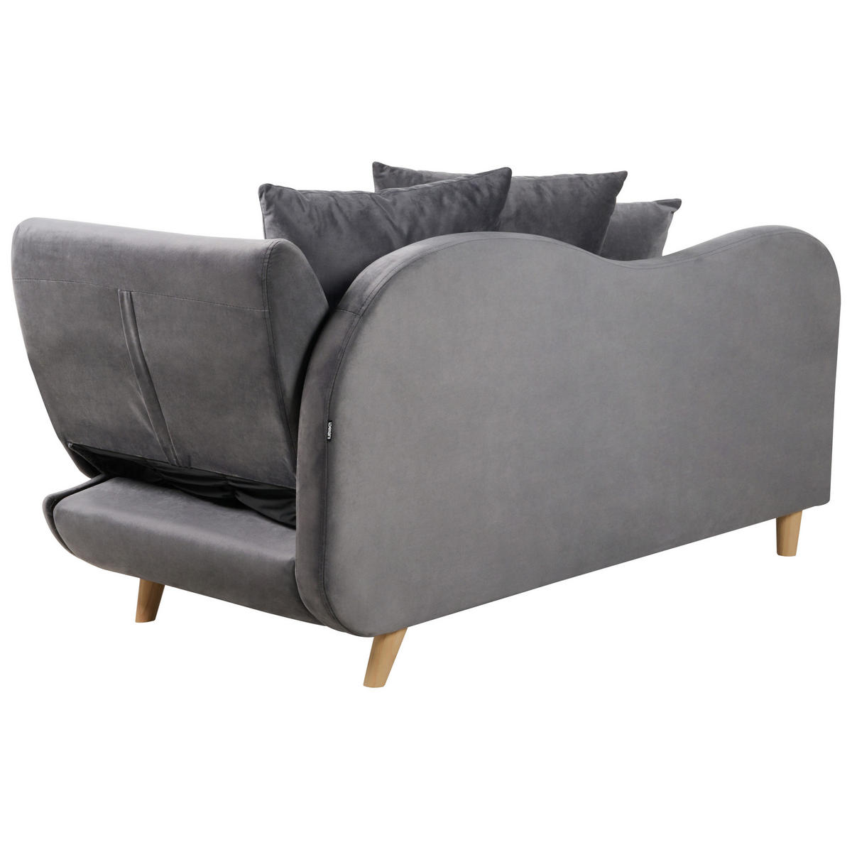 CHAISELONGUE Samtstoff dunkelgrau mit Bettkasten rechtsseitig Meri - Dunkelgrau/Grau, Textil (156/73/69cm) - Beliani