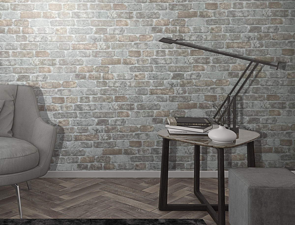 VLIESTAPETE Steinoptik Tapete greige - Greige, Papier (53/1005cm) - marburg