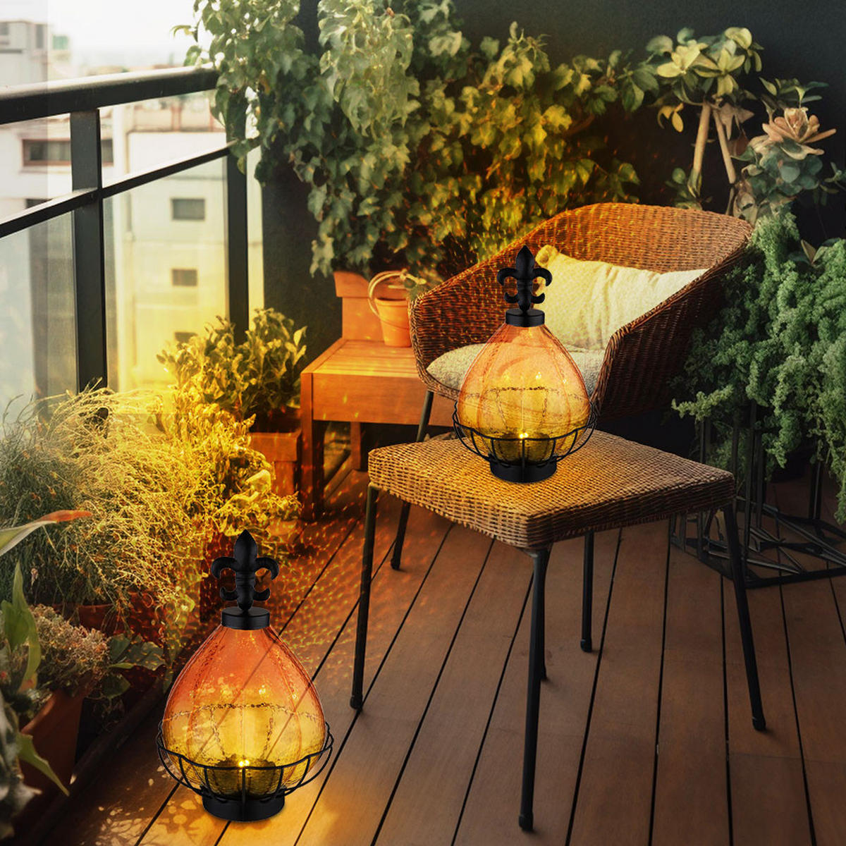 LED AUSSENLEUCHTE Metall Schwarz 2er Set - Schwarz, Glas (17/17/25cm) - Globo Lighting