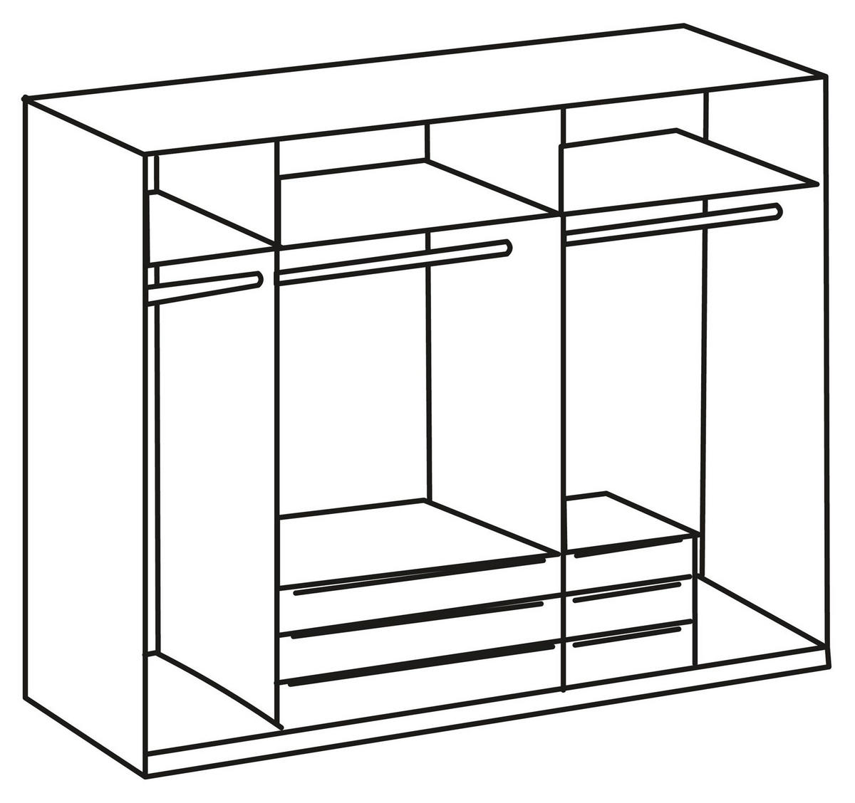 KLEIDERSCHRANK Gibraltar graphit / Eiche Artisan 225 / 58 / 208cm - Eichefarben/Graphitfarben, Holz/Holzwerkstoff (225/208/58cm) - Wimex