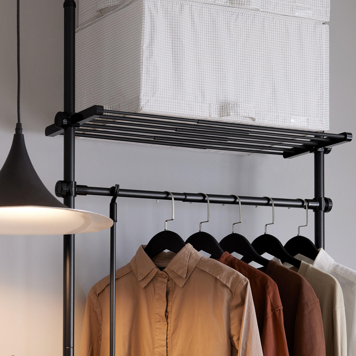 TELESKOP GARDEROBEN SYSTEM Schwarz - Schwarz, Kunststoff (80/295/2cm) - SoBuy