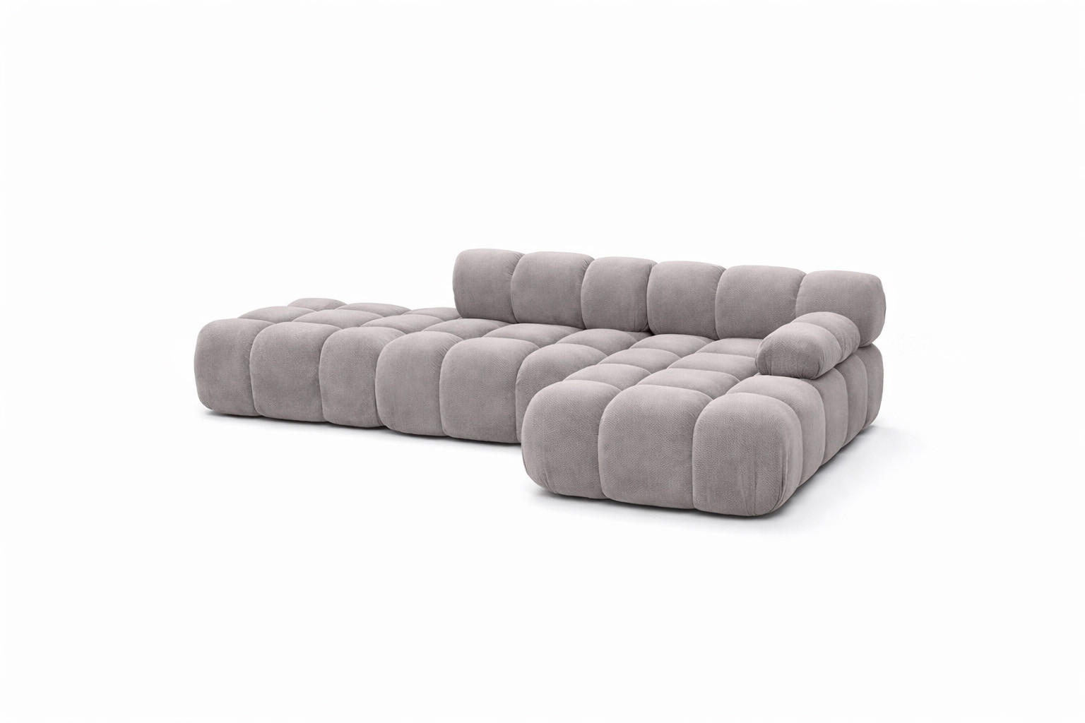 ECKSOFA L-Form Modular Mit Hocker, Veloursstoff Salvador, Grau, Rechts, Selia - Grau, Holz (285/160cm) - Kaiser Möbel