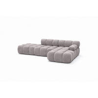 ECKSOFA L-Form Modular Mit Hocker, Veloursstoff Salvador, Grau, Rechts, Selia - Grau, Holz (285/160cm) - Kaiser Möbel