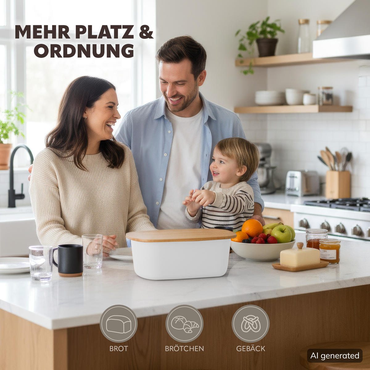 BROTKASTEN, weiß - Weiß, Kunststoff (22.5/13.5/37cm) - bremermann