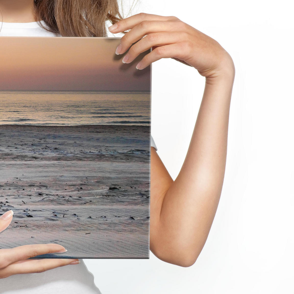 PANORAMABILD Strand Meer Landschaft 3D 145/45 cm - Beige/Orange, Textil (145/45cm) - Muralo