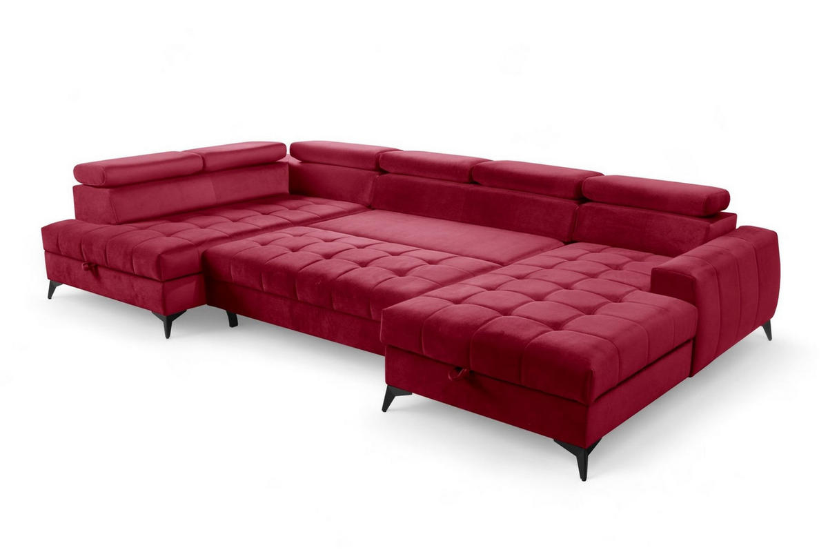 WOHNLANDSCHAFT Agnesa In Salvador - Rot, Holzwerkstoff/Textil (345/95/200cm) - Fun Möbel