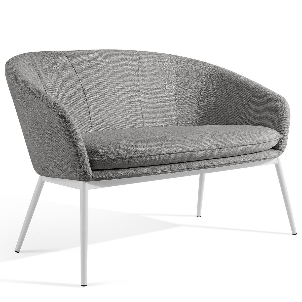 GARTENMÖBELSET SOLIS Gartenlounge-Set, grau/weiß - Grau, Textil/Metall - KONSIMO®