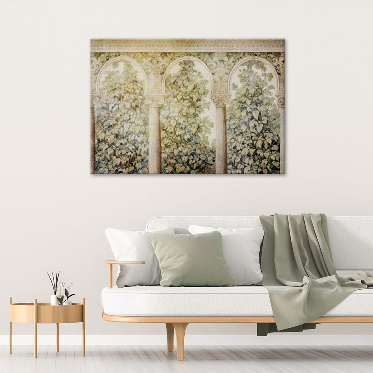 WANDBILD säulen efeupflanzen - Beige, Textil (60/40cm) - Feeby